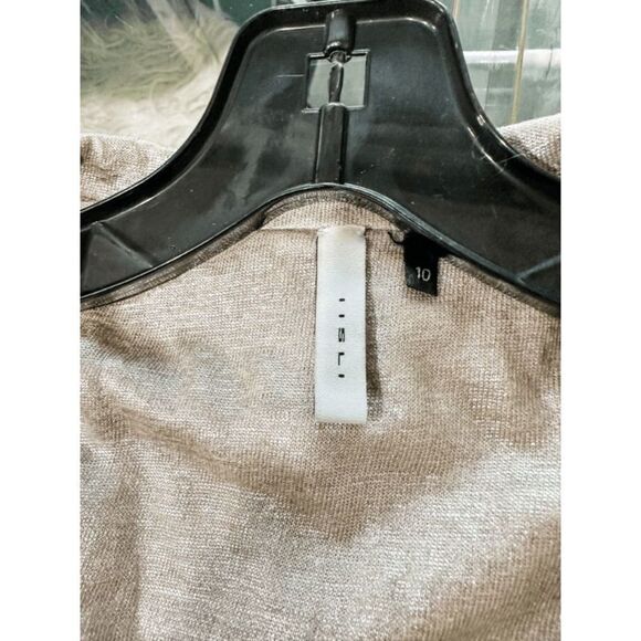 IISLI Metallic Beige 100% Linen Cropped Jacket Size 10 - Picture 8 of 9